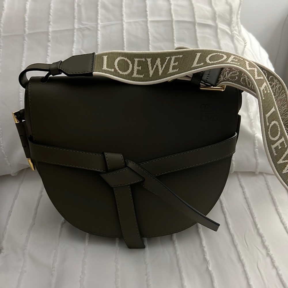 Loewe Small Gate Bag in Calfskin and Jacquard
